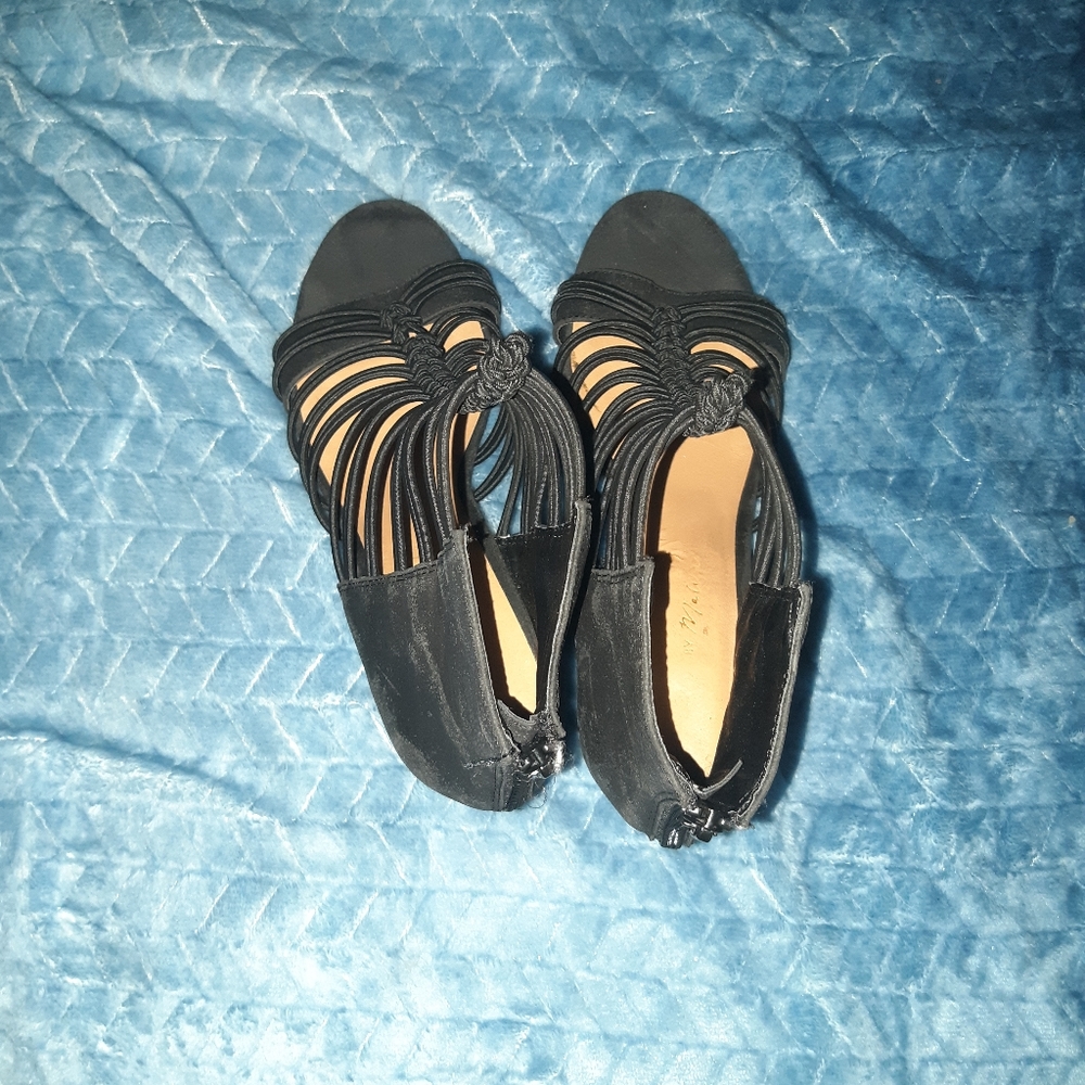 Black strap heels